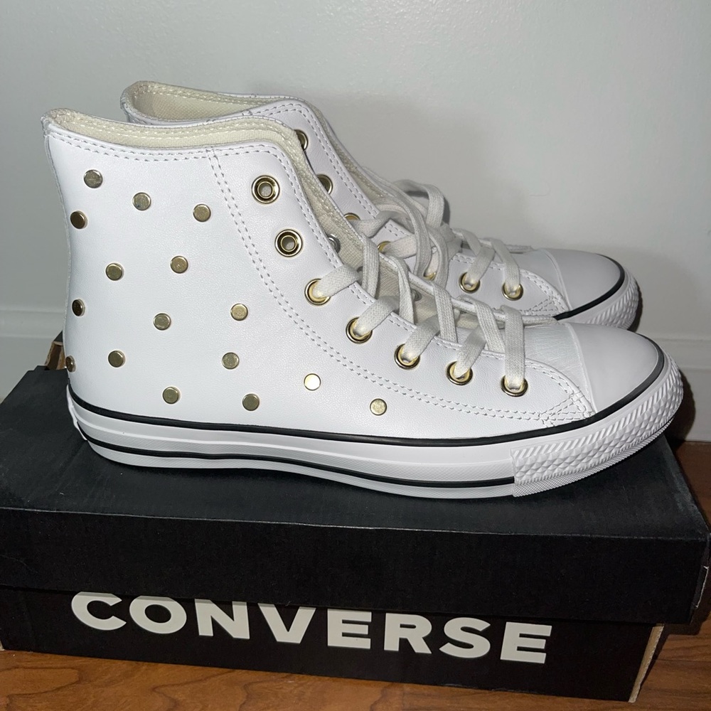 CONVERSE WHITE/GOLD POLKA DOTS - Picture 3 of 7